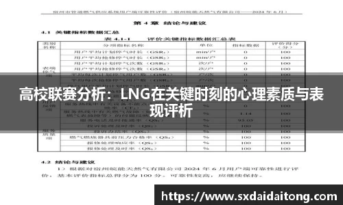 高校联赛分析：LNG在关键时刻的心理素质与表现评析