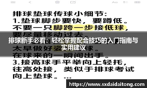 排球新手必看：轻松掌握配合技巧的入门指南与实用建议