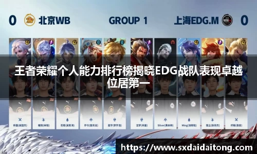 王者荣耀个人能力排行榜揭晓EDG战队表现卓越位居第一